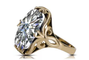 خاتم زركونيا 14 كارت من الذهب الأصفر حرف يدوية فينتاج vrc082y